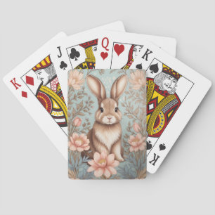 Schattige babykonijn pastel bloemen  pokerkaarten