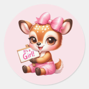 Schattige babymeisjeshert ronde sticker