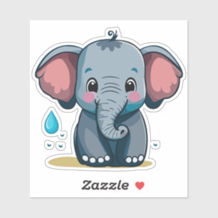Schattige babyolifant die water uit zijn slurf spu sticker