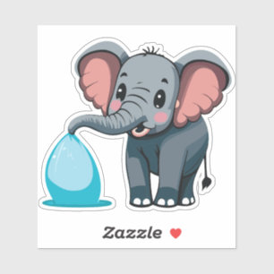 Schattige babyolifant die water uit zijn slurf spu sticker