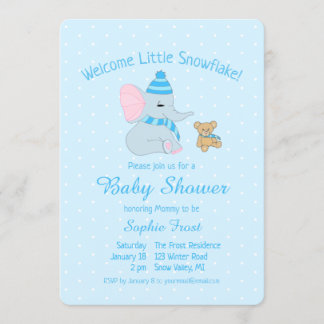 Schattige babyolifant en teddybeer babyshower kaart