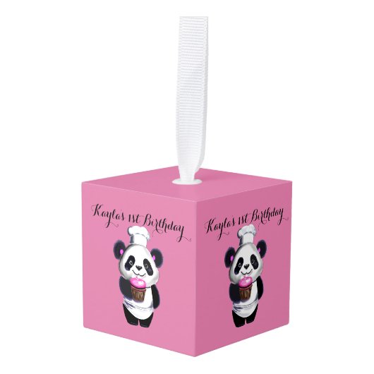 Schattige Baby's 1st Birthday Cube Ornament (Voorkant hoekig)