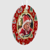 Schattige Baby's Eerste Kerst Ornament rood (voorkant)