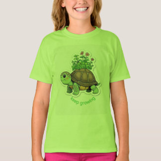 Schattige babyschildpad die een kleine tuin op haa t-shirt