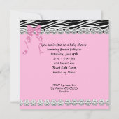 Schattige babyshower meisje roze zebra polka stipp kaart (Achterkant)