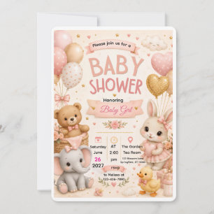 Schattige babyshower uitnodiging achterkant ontwer