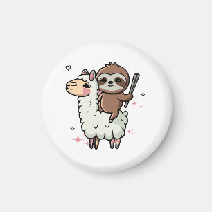 Schattige babyslooth en lama magneet