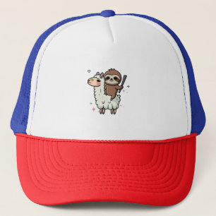 Schattige babyslooth en lama trucker pet