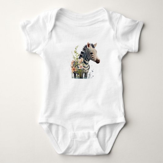Schattige babyzebra met bloemen romper (Voorkant)