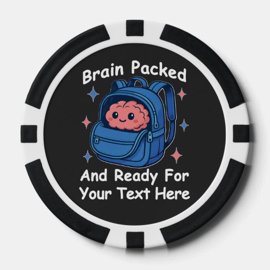 Schattige Back-to-School "Brain Ready" Poker Chips (Voorkant)