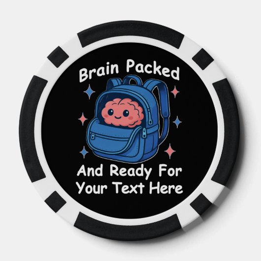 Schattige Back-to-School "Brain Ready" Poker Chips (Achterkant)