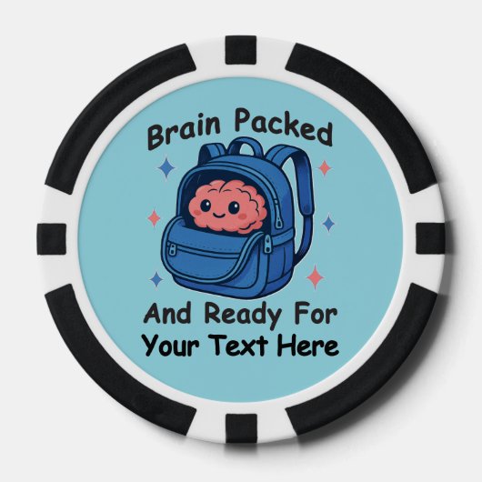 Schattige Back-to-School  "Brain Ready" Poker Chips (Voorkant)