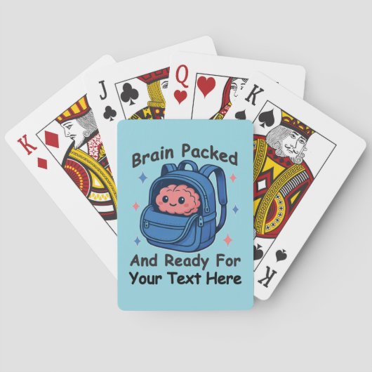 Schattige Back-to-School  "Brain Ready" Pokerkaarten (Achterkant)