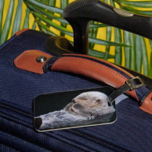 Schattige baden Zee otter Bagagelabel