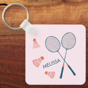 Schattige Badminton Birdie Racquet CUSTOM Retro Sleutelhanger
