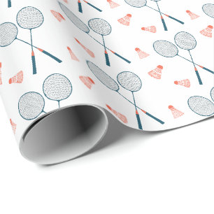Schattige Badminton Birdie Racquet Shuttlecock Ret Cadeaupapier