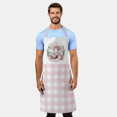 Schattige bakkitten met roze Gingham Pattern Schort (Gedragen)