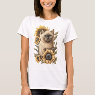 SCHATTIGE BALINESE KITTEN MET ZONLOWERS T-SHIRT