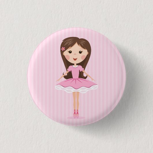 Schattige ballerina cartoon ronde button 3,2 cm (Voorkant)