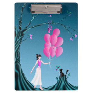Schattige Ballerina & Kat Nachtelijke Lucht Klembord