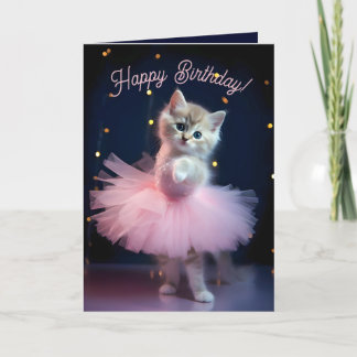 Schattige Ballerina Kitten Happy Birthday Bedankkaart
