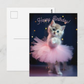 Schattige Ballerina Kitten Happy Birthday Briefkaart (Voorkant / Achterkant)