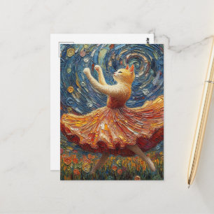 Schattige Ballerina Koperen Katje Briefkaart