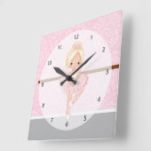 Schattige ballerina vierkante klok (Hoek)