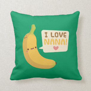 Schattige banaan, ik hou van oma, kinderkamerdecor kussen
