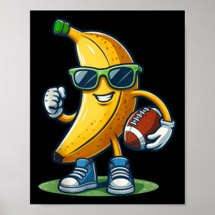Schattige banaan speelt voetbal fruitliefhebber vo poster