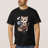 Schattige Barista Kat Koffie Lover T-shirt (Voorkant)
