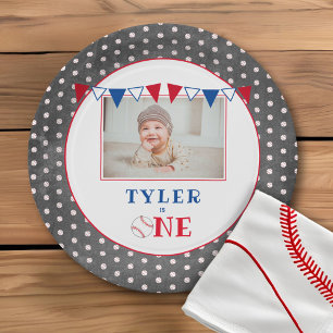 Schattige Baseball Krijtbord 1e Verjaardag Party F Papieren Bordje