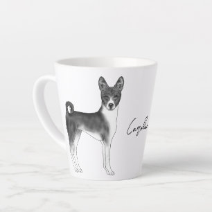 Schattige Basenji-hond in zwart en wit & aangepast Latte Mok
