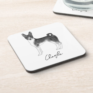 Schattige Basenji-hond in zwart-wit & aangepaste t Bier Onderzetter