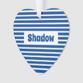 Schattige Basic Stripes Blauw Custom Name Heart Pe Ornament (voorkant)
