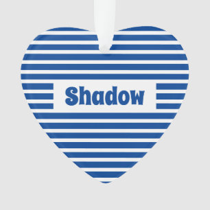 Schattige Basic Stripes Blauw Custom Name Heart Pe Ornament