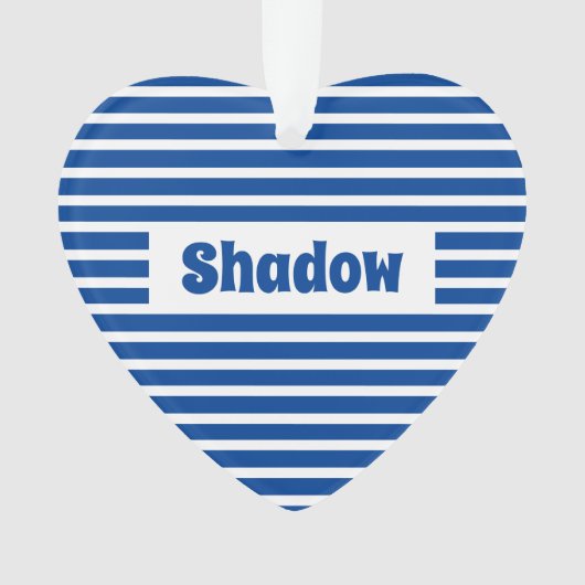 Schattige Basic Stripes Blauw Custom Name Heart Pe Ornament (voorkant)