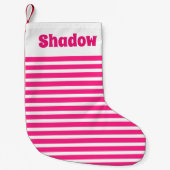 Schattige Basic Stripes Roze en wit Custom Name Pe Kleine Kerstsok (Voorkant)
