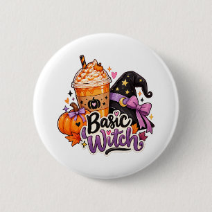 Schattige Basis Heks Halloween Knop Ronde Button 5,7 Cm