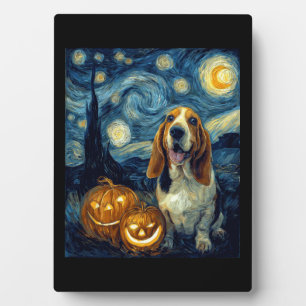 Schattige Basset Hound Hond Halloween Jack O Lante Fotoplaat