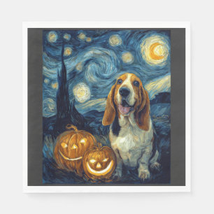 Schattige Basset Hound Hond Halloween Jack O Lante Servet