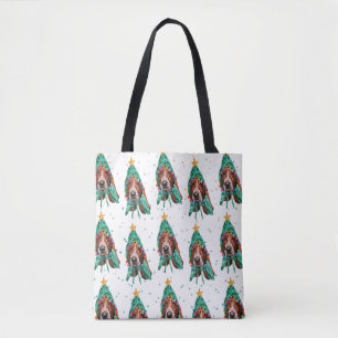 Schattige Basset Hound Hond Patroon Kerstmis Draagtas