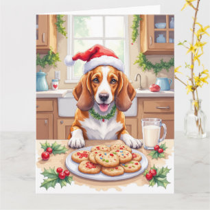 Schattige Basset Hound sluipt kerstkoekjes Kaart
