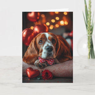 Schattige Basset Hound Valentijnsdag Kaart
