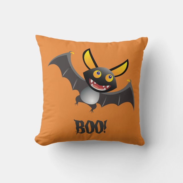 SCHATTIGE BAT BOO! Halloween-Sierkussen Kussen (Voorkant)