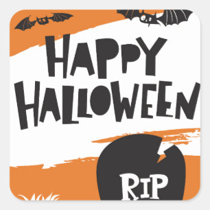Schattige Bats Grave Happy Halloween Vierkante Sticker