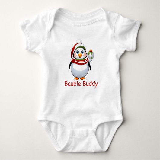 Schattige Bauble Buddy Penguin Kerstmis Romper (Voorkant)