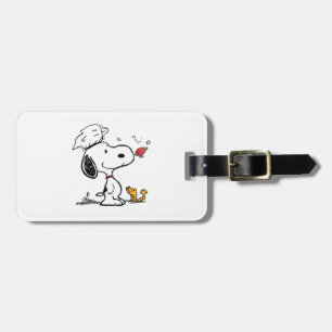 Schattige Beagle Astronaut Cartoon Illustratie Bagagelabel