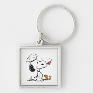 Schattige Beagle Astronaut Cartoon Illustratie Sleutelhanger