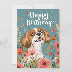 Schattige Beagle dog Happy Birthday Feestdagenkaart